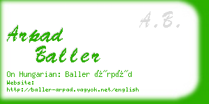 arpad baller business card